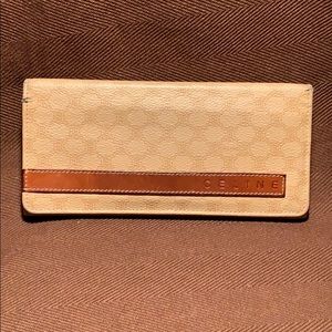 CELINE Leather Iconic Logo wallet w/coin zipper